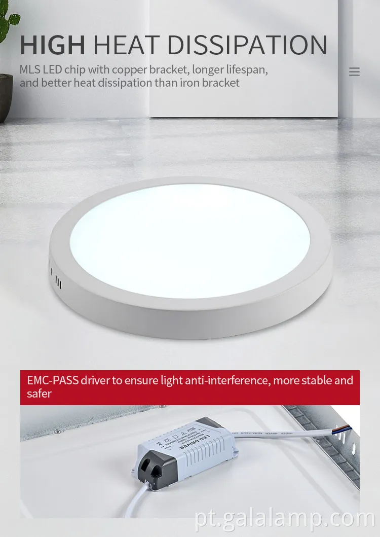 Luz de teto LED redondo de 12w de 12w para espaços contemporâneos